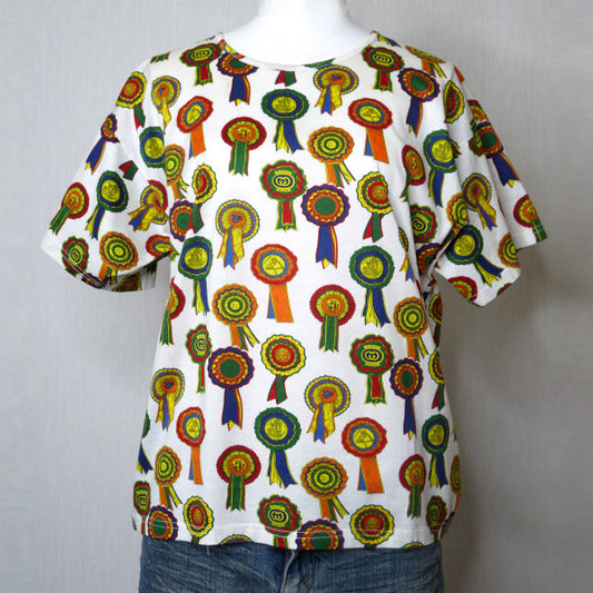 OLD Gucci レア!ロゼット柄 コットンTシャツ（白系）