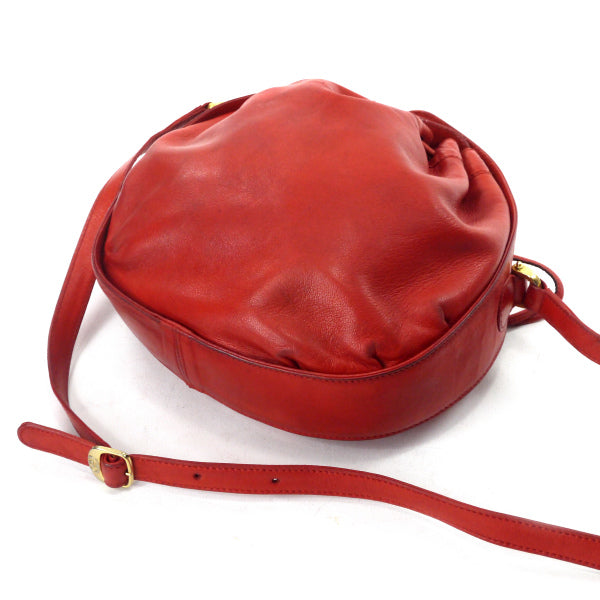 OLD Gucci　レア!!巾着レザー丸型ミニショルダー（赤）
