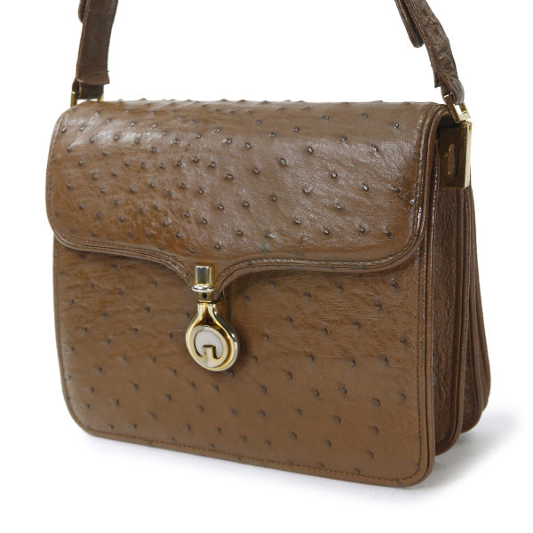 OLD Gucci  オーストリッチ2WAYショルダー（茶）