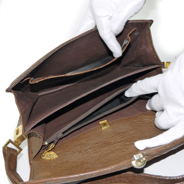 OLD Gucci  オーストリッチ2WAYショルダー（茶）