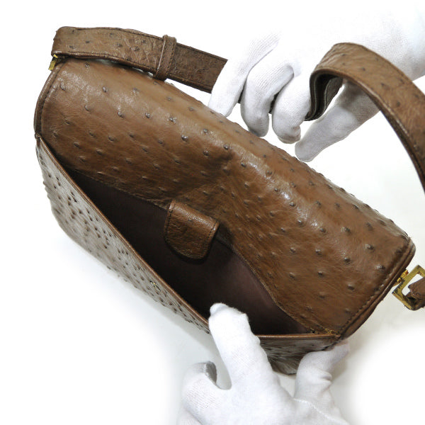 OLD Gucci  オーストリッチ2WAYショルダー（茶）