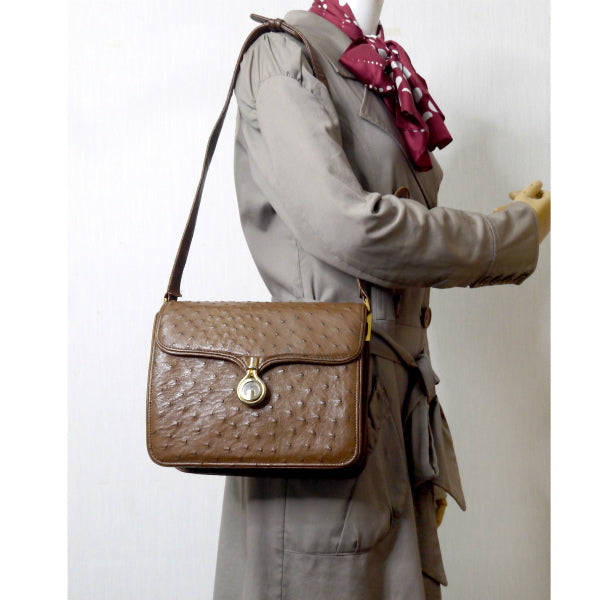 OLD Gucci  オーストリッチ2WAYショルダー（茶）