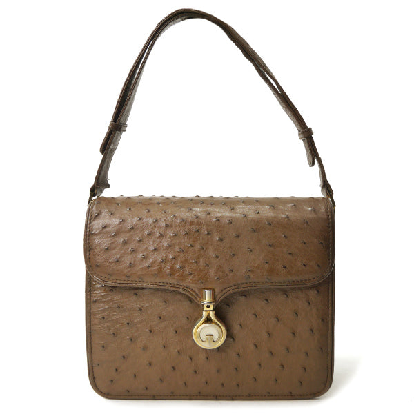 OLD Gucci  オーストリッチ2WAYショルダー（茶）