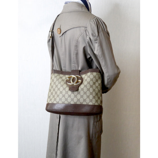 Vintage Gucci G金具バケツ型ショルダーバッグ（茶）