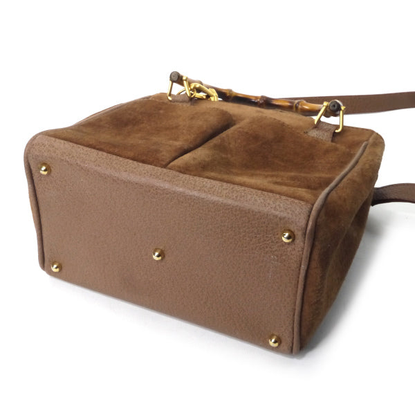 OLD Gucci　スエードバンブー2WAYバッグ（茶）