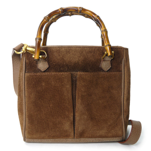 OLD Gucci　スエードバンブー2WAYバッグ（茶）