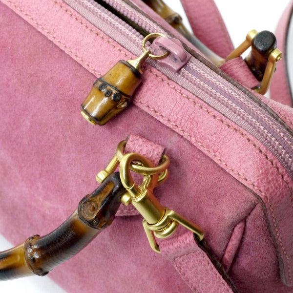 OLD Gucci レア!!バンブー×スエード2WAYミニボストン（ピンク）
