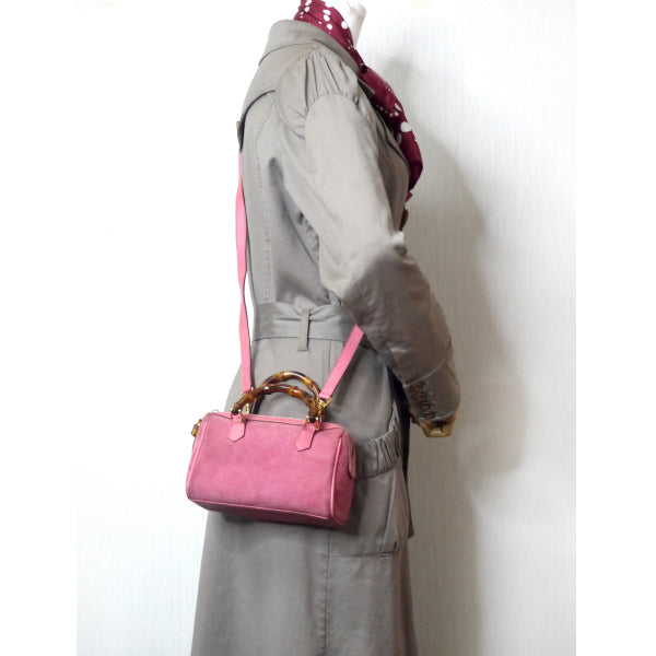 OLD Gucci レア!!バンブー×スエード2WAYミニボストン（ピンク）