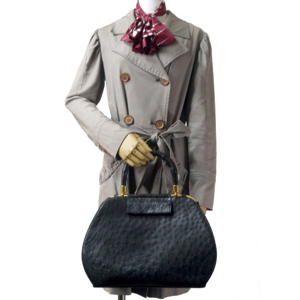 OLD Gucci 極希少!オーストリッチ バンブーハンドルバッグ（黒）