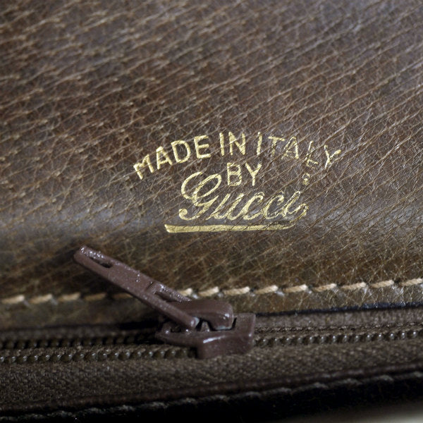 OLD Gucci　差し込みフラップ2層式シェリーショルダー（茶）