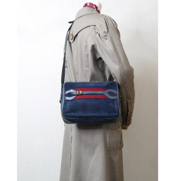 OLD Gucci　お宝！ベルト&シェリー スエードショルダー（濃紺）