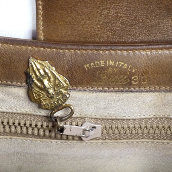 OLD Gucci　レア!総革ブーツマーク金具ショルダー（飴色キャメル）