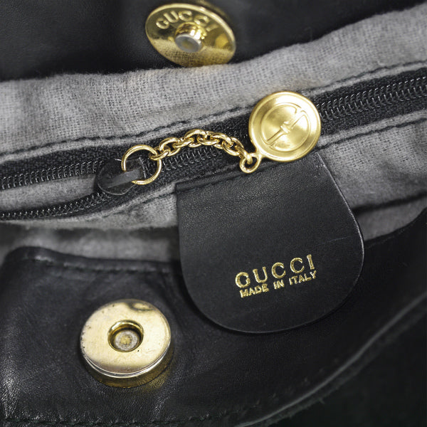 OLD Gucci ホーボー２Wayスエードバンブーバッグ（黒・中）