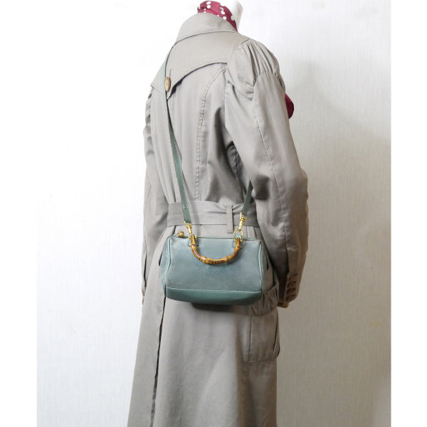 OLD Gucci バンブー×スエード2WAYミニボストン（ブルーグレー）