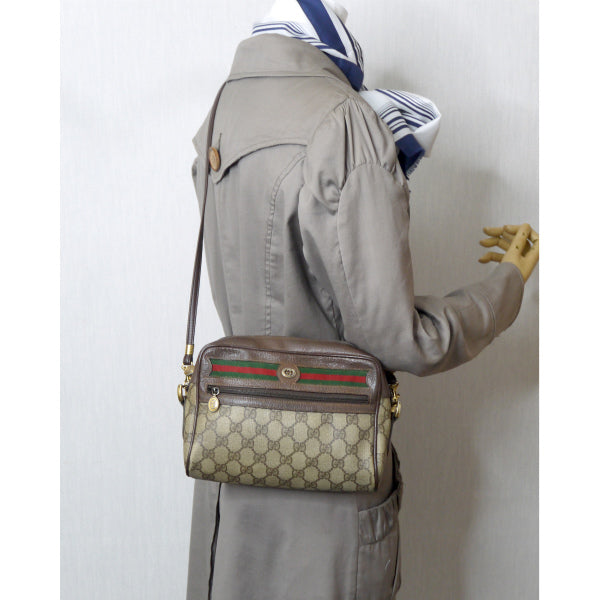 OLD Gucci　横シェリー2WAYバッグ（茶・小）