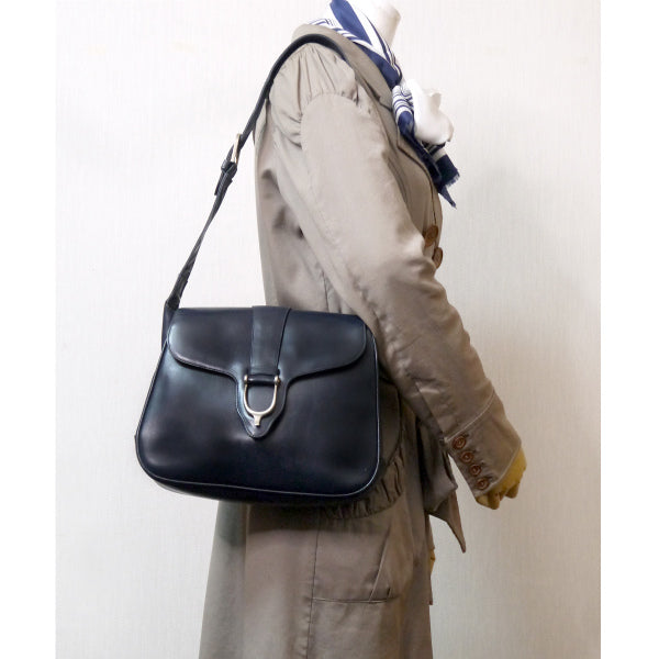 OLD Gucci　総革ビット金具ワンショルダー（濃紺）