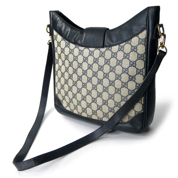 OLD Gucci＜訳あり＞トライアングルGGバケツ型ショルダー（青）