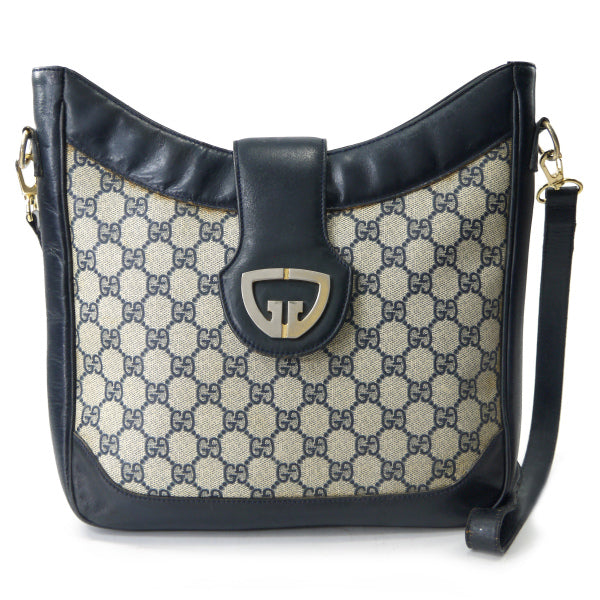 OLD Gucci＜訳あり＞トライアングルGGバケツ型ショルダー（青）