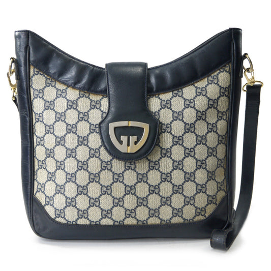 OLD Gucci＜訳あり＞トライアングルGGバケツ型ショルダー（青）
