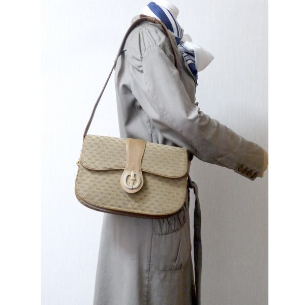OLD Gucci　1973マイクロGGジャガード2WAYショルダー（ベージュ）