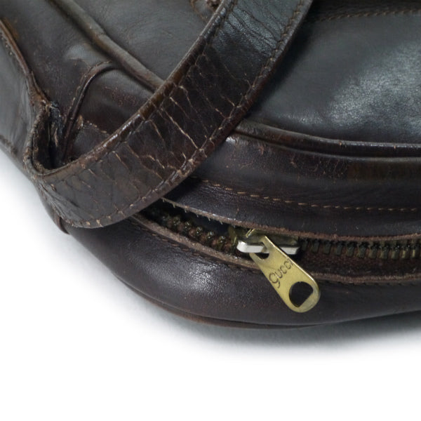 OLD Gucci 　レア!!ビット金具×シェリー総革ショルダー（濃茶）