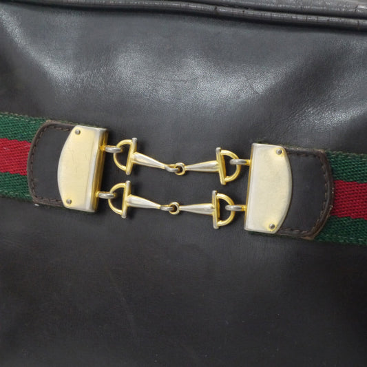 OLD Gucci 　レア!!ビット金具×シェリー総革ショルダー（濃茶）