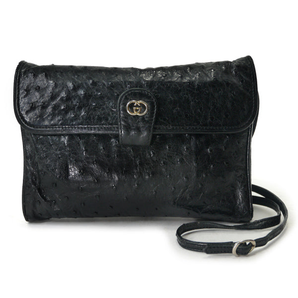 OLD Gucci　オーストリッチ2WAYポシェット（黒）