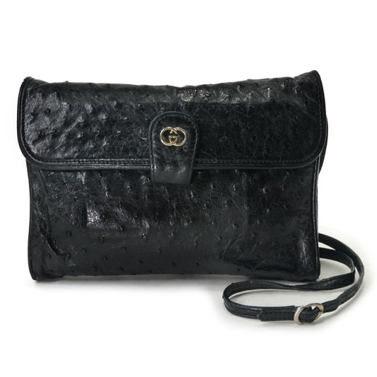 OLD Gucci　オーストリッチ2WAYポシェット（黒）