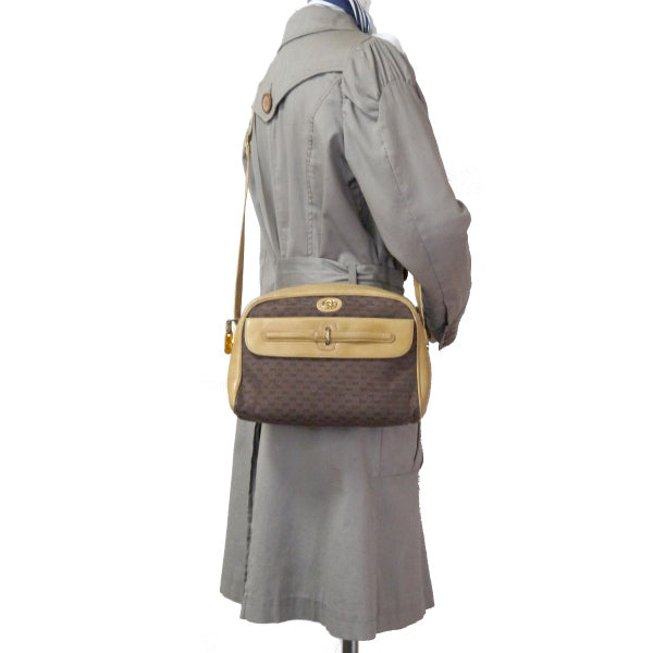 OLD Gucci ＜訳あり＞マイクロGG ベルトデザインショルダー（茶）