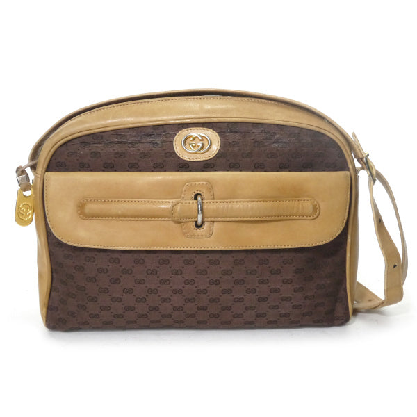 OLD Gucci ＜訳あり＞マイクロGG ベルトデザインショルダー（茶）
