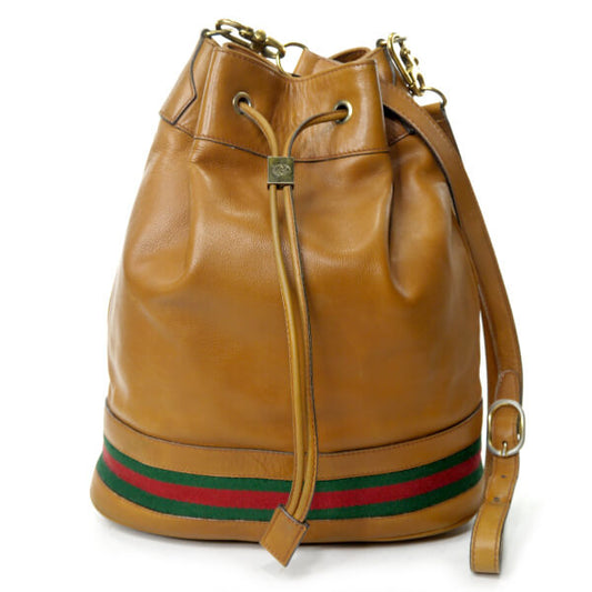 OLD Gucci 代表作！巾着型シェリー総革ショルダー（茶）