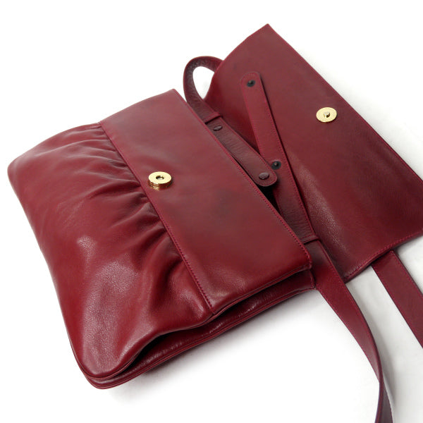 OLD Gucci　クロコ×革コンビ2WAYドレープバッグ （深赤）