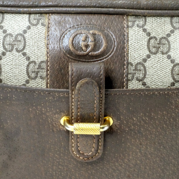 OLD Gucci　GG柄ベルトデザインWショルダー（茶）