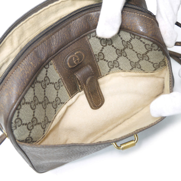 OLD Gucci　GG柄ベルトデザインWショルダー（茶）