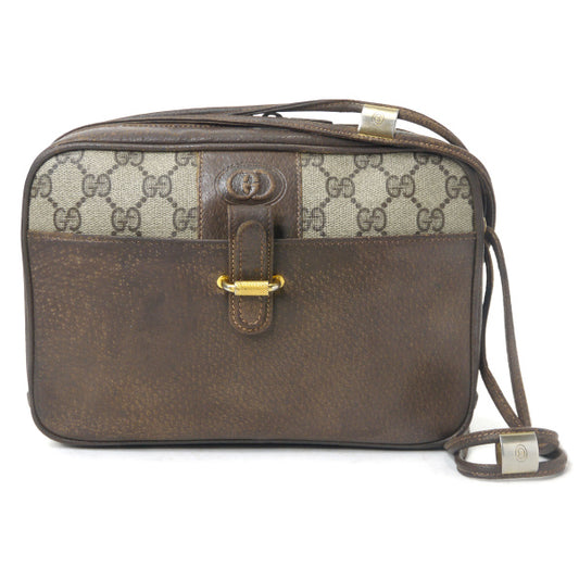 OLD Gucci　GG柄ベルトデザインWショルダー（茶）