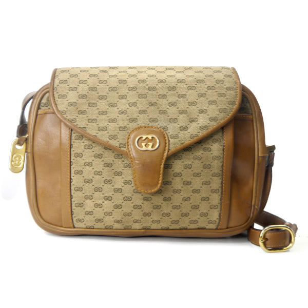 OLD Gucci マイクロGG フラップショルダー（茶）