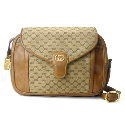 OLD Gucci マイクロGG フラップショルダー（茶）
