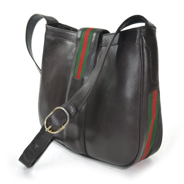 OLD Gucci レア!総革ブーツマーク金具ショルダー（濃茶） – Vintage