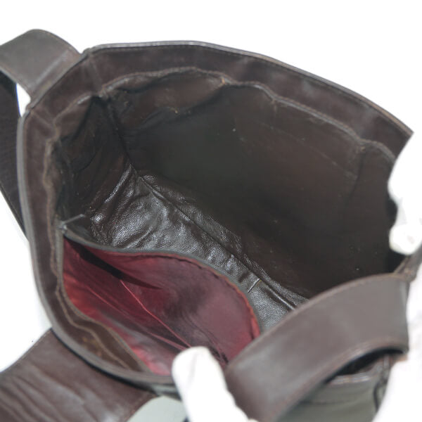 OLD Gucci　レア!総革ブーツマーク金具ショルダー（濃茶）