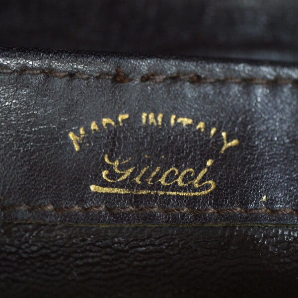 OLD Gucci　レア!総革ブーツマーク金具ショルダー（濃茶）
