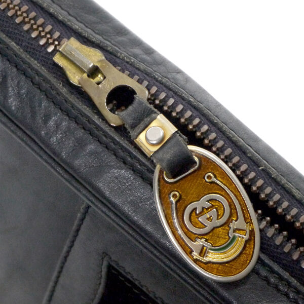 OLD Gucci スクエア総革スエードラインショルダ−（黒）