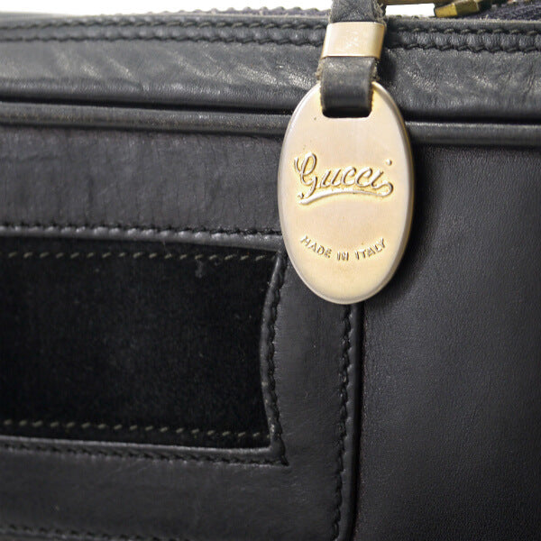 OLD Gucci スクエア総革スエードラインショルダ−（黒）