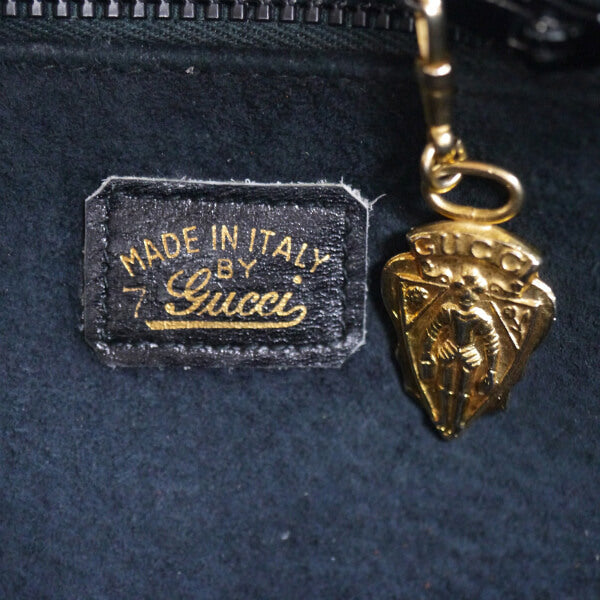 OLD Gucci スクエア総革スエードラインショルダ−（黒）
