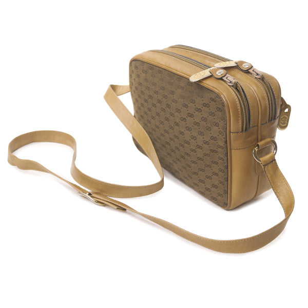 OLD Gucci マイクロGGダブルファスナーショルダー（茶）