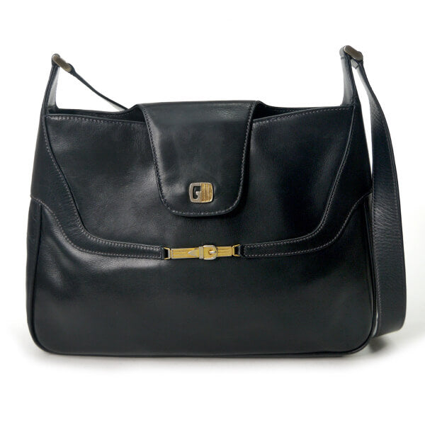 OLD Gucci　レア!!ベルト金具 総革ショルダー（黒）
