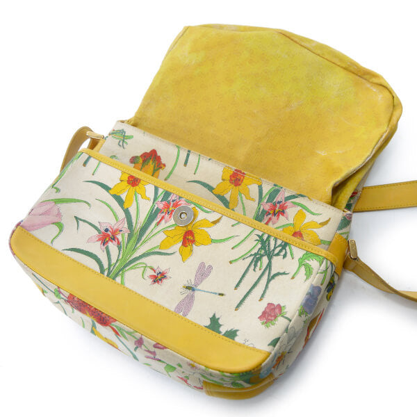 OLD Gucci フローラ柄ショルダーバッグ（黄）