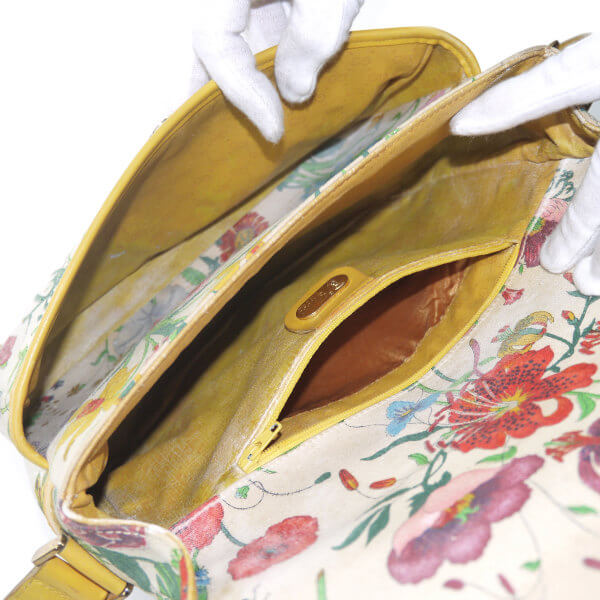 【GUCCI】フローラ ショルダーバッグ オールドグッチ OLD Gucci フローラ柄ショルダーバッグ（黄） – Vintage Shop Rococo
