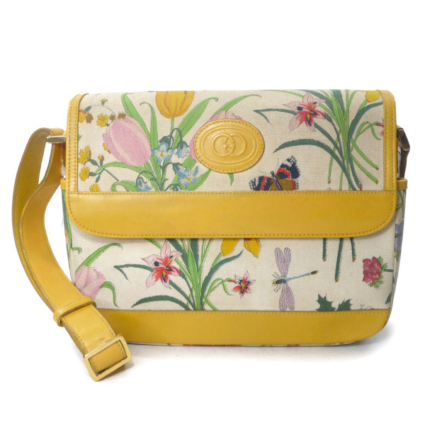 OLD Gucci フローラ柄ショルダーバッグ（黄）