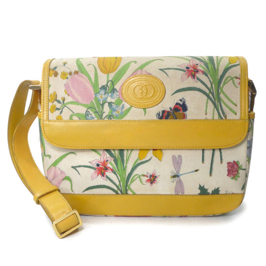 OLD Gucci フローラ柄ショルダーバッグ（黄）