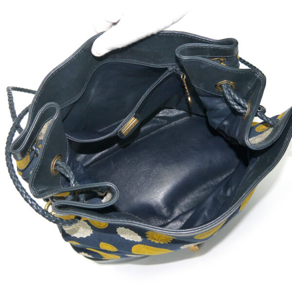 OLD Gucci 　レア!!太陽神 大型巾着ショルダー（紺系）